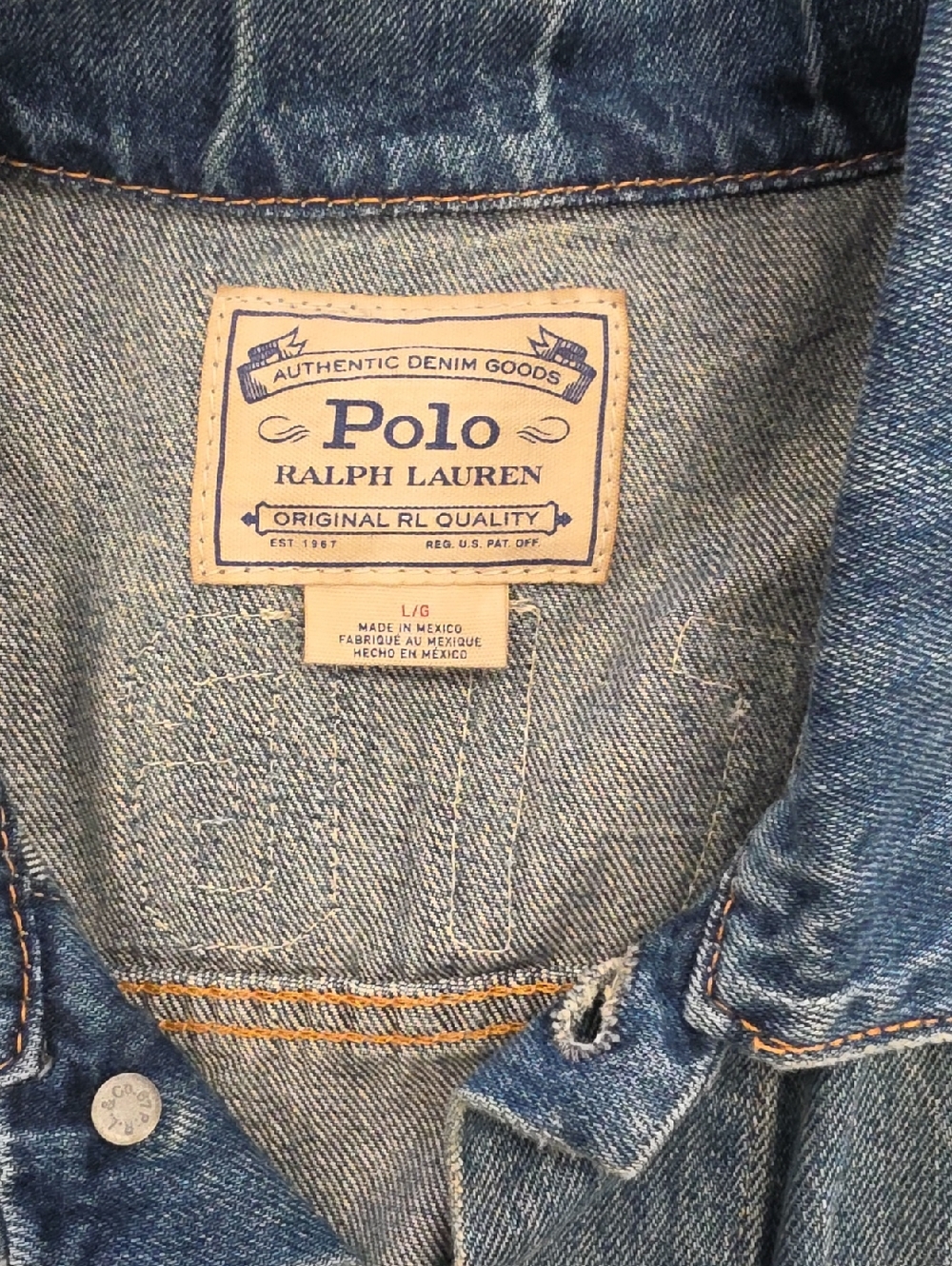 POLO Ralph Lauren Blue Denim TIGER Patch FOOTBALL LETTERMAN JACKET•Large•RARE! - Picture 8 of 15